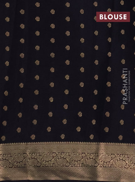 Semi mysore silk saree red and dark navy blue with allover zari weaves and zari woven border