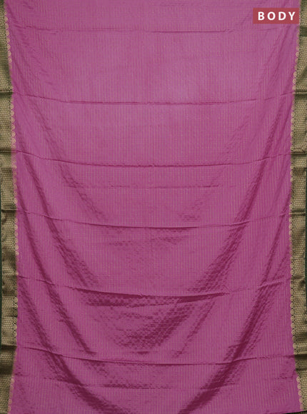 Semi mysore silk saree lotus pink and green with allover zari checked pattern and zari woven border