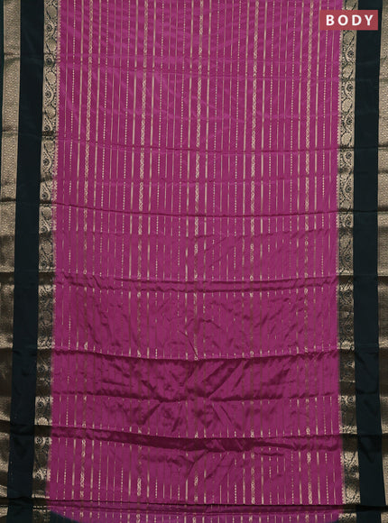 Semi mysore silk saree lotus pink and green with allover zari weaves and rettapet zari woven border