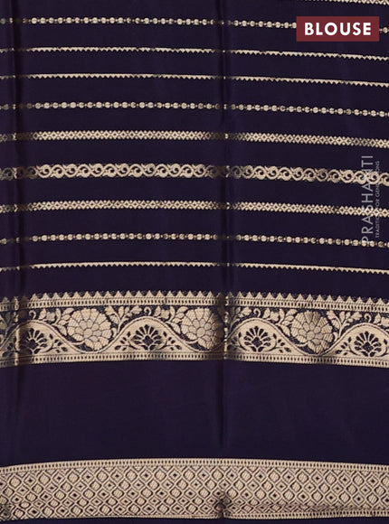 Semi mysore silk saree pink and navy blue with allover zari weaves and rettapet zari woven border