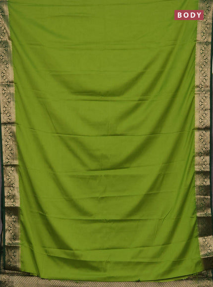 Semi mysore silk saree light green and green with plain body and zari woven border
