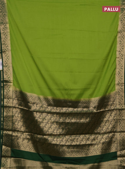 Semi mysore silk saree light green and green with plain body and zari woven border