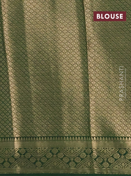 Semi mysore silk saree light green and green with plain body and zari woven border