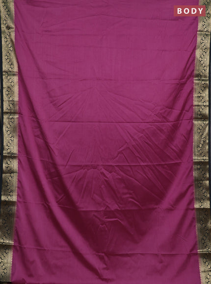 Semi mysore silk saree mauve pink and black with plain body and zari woven border