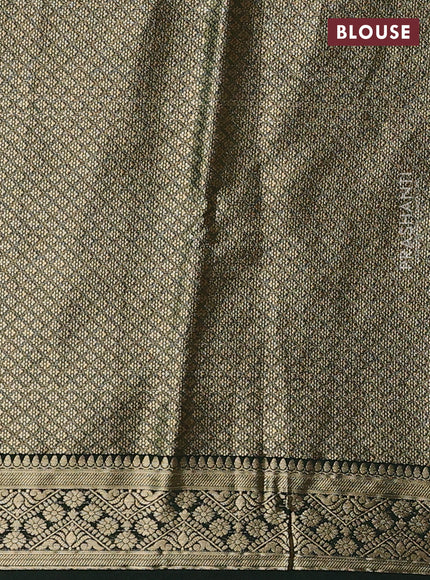 Semi mysore silk saree mustard yellow and green with plain body and zari woven border