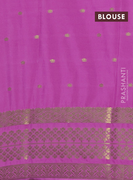 Semi mysore silk saree red and light pink with zari woven buttas and long zari woven border