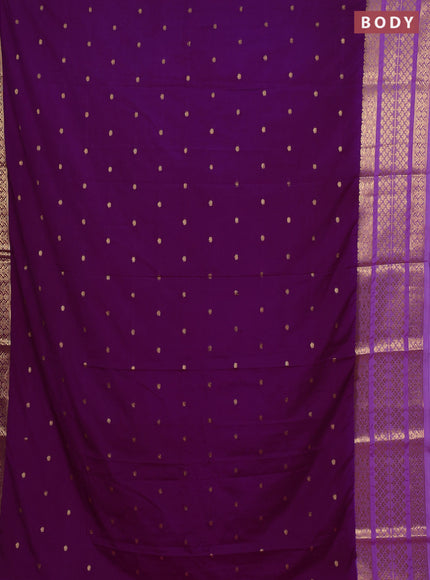 Semi mysore silk saree purple and light pink with zari woven buttas and long zari woven border
