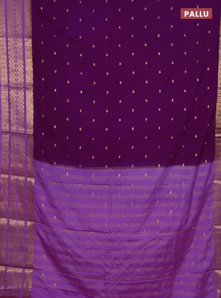 Semi mysore silk saree purple and light pink with zari woven buttas and long zari woven border