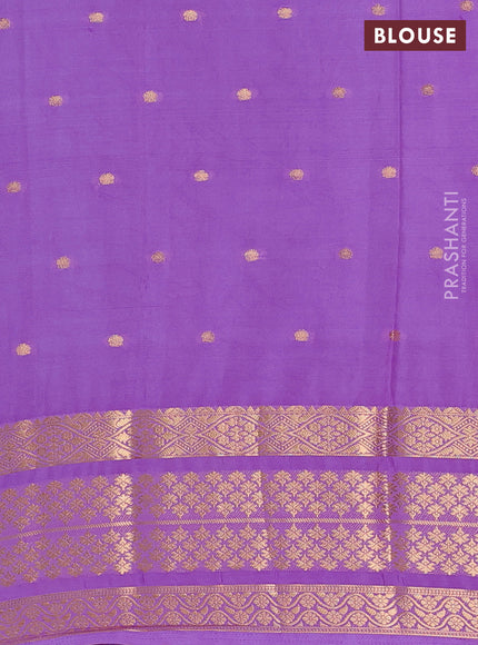 Semi mysore silk saree purple and light pink with zari woven buttas and long zari woven border