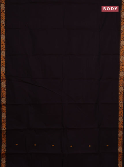 Chettinad cotton saree coffee brown with thread woven buttas and small thread woven border
