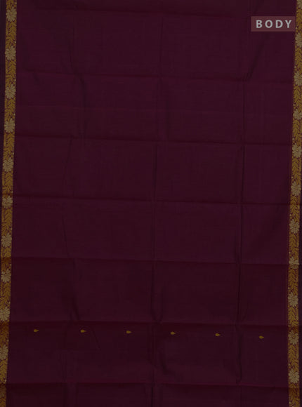 Chettinad cotton saree magenta pink with thread woven buttas and small thread woven border