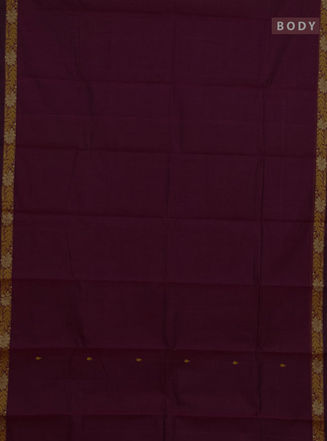 Chettinad cotton saree magenta pink with thread woven buttas and small thread woven border