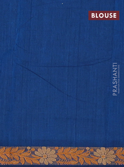 Chettinad cotton saree peacock blue with thread woven buttas and small thread woven border