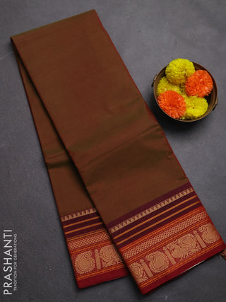 Chettinad cotton saree manthulir green and maroon with plain body and thread woven border