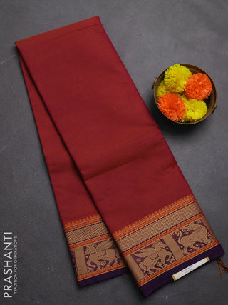 Chettinad cotton saree dual shade of pink and violet with plain body and thread woven border