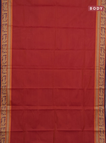 Chettinad cotton saree dual shade of pink and violet with plain body and thread woven border