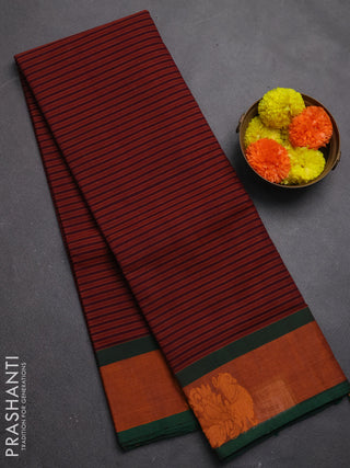 Chettinad cotton saree deep maroon and rust shade with allover thread weaves and rettapet thread woven border