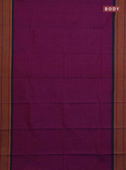 Chettinad cotton saree magenta pink and peach shade with allover thread checks & buttas and rettapet thread woven border