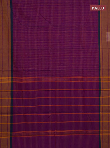 Chettinad cotton saree magenta pink and peach shade with allover thread checks & buttas and rettapet thread woven border
