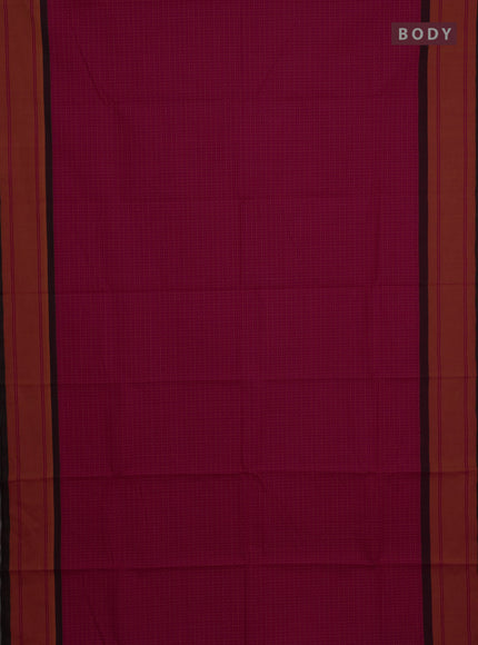 Chettinad cotton saree pink and orange with allover thread checks & buttas and rettapet thread woven border