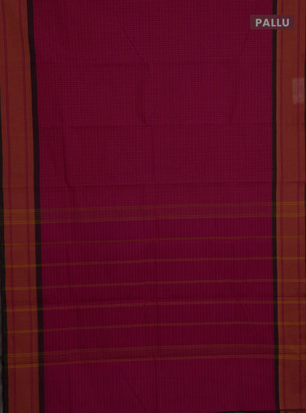Chettinad cotton saree pink and orange with allover thread checks & buttas and rettapet thread woven border