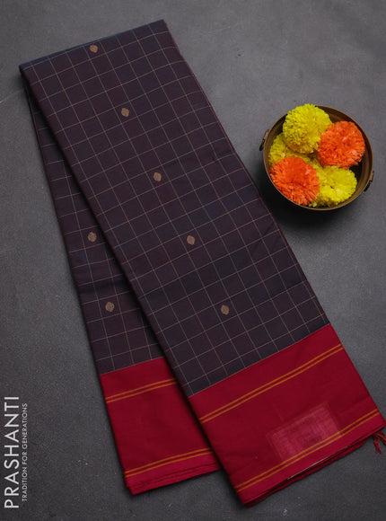 Chettinad cotton saree dual shade of bluish pink and pink with allover thread checks & buttas and rettapet thread woven border