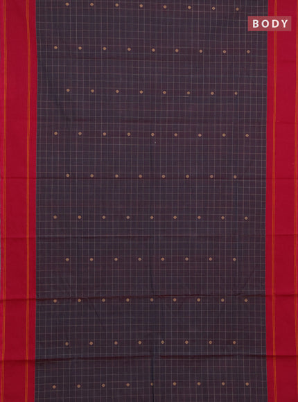 Chettinad cotton saree dual shade of bluish pink and pink with allover thread checks & buttas and rettapet thread woven border