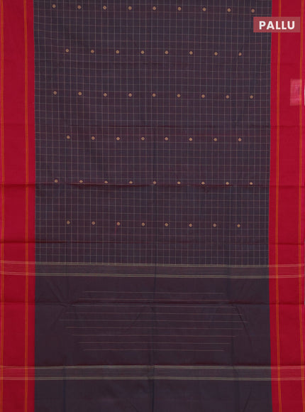 Chettinad cotton saree dual shade of bluish pink and pink with allover thread checks & buttas and rettapet thread woven border
