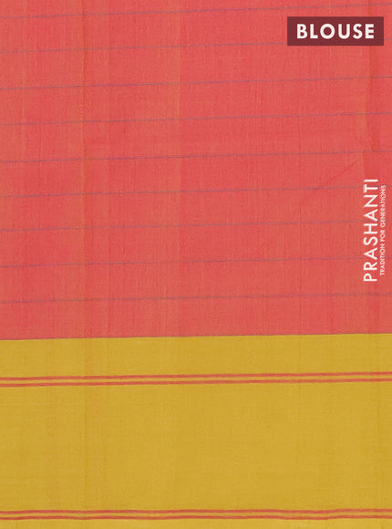 Chettinad cotton saree pink and elaichi green with allover thread checked pattern and rettapet thread woven border