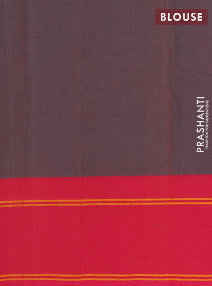 Chettinad cotton saree dual shade of bluish maroon and pink with allover thread checked pattern and rettapet thread woven border