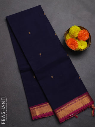 Chettinad cotton saree violet and magenta pink with zari woven buttas and small zari woven border
