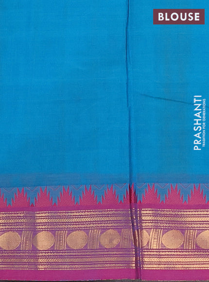 Chettinad cotton saree cs blue and purple with thread woven buttas and zari woven border