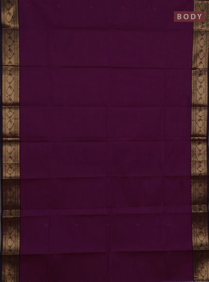 Chettinad cotton saree magenta pink and coffee brown with thread woven buttas and zari woven border
