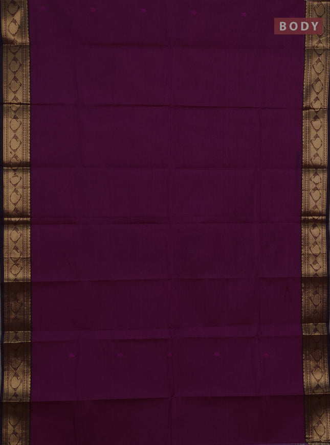 Chettinad cotton saree magenta pink and coffee brown with thread woven buttas and zari woven border