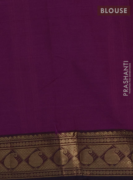 Chettinad cotton saree magenta pink and coffee brown with thread woven buttas and zari woven border