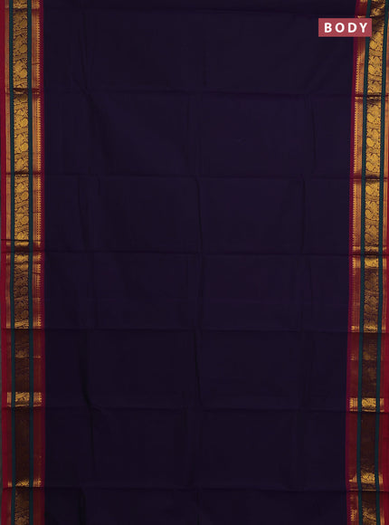 Chettinad cotton saree violet and magenta pink with plain body and zari woven border