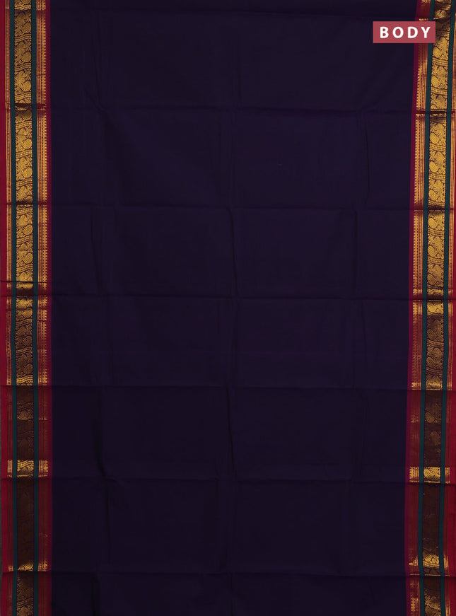Chettinad cotton saree violet and magenta pink with plain body and zari woven border