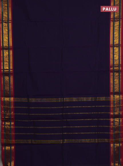 Chettinad cotton saree violet and magenta pink with plain body and zari woven border