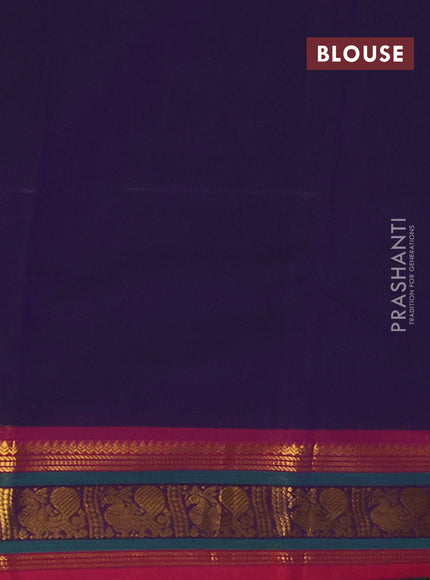 Chettinad cotton saree violet and magenta pink with plain body and zari woven border