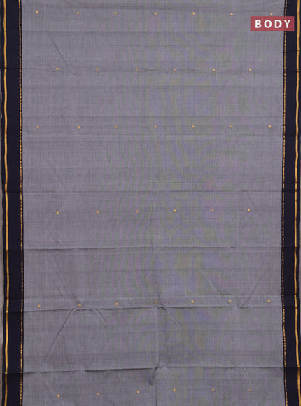 Chettinad cotton saree black and navy blue with zari woven buttas and rettapet zari woven border
