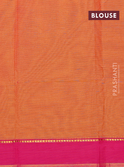 Chettinad cotton saree sunset orange and pink with zari woven buttas and rettapet zari woven border