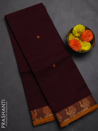 Chettinad cotton saree deep wine and mustard yellow with thread woven buttas and thread woven border