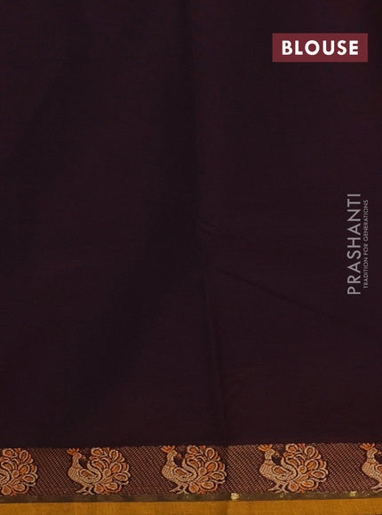 Chettinad cotton saree deep jamun and mustard yellow with thread woven buttas and thread woven border