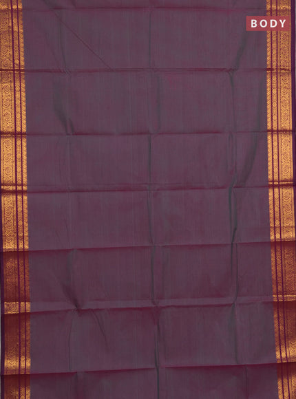 Chettinad cotton saree dual shade of purple and purple with plain body and zari woven border