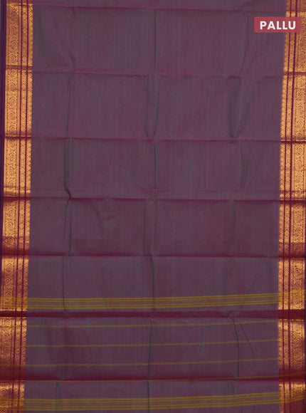 Chettinad cotton saree dual shade of purple and purple with plain body and zari woven border