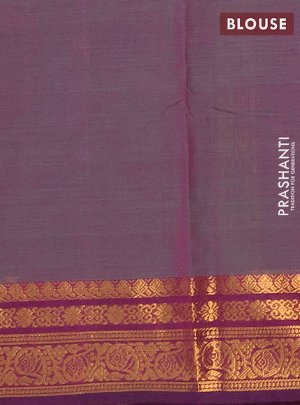 Chettinad cotton saree dual shade of purple and purple with plain body and zari woven border