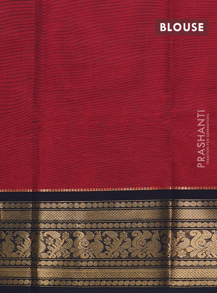 Chettinad cotton saree maroon and black with plain body and zari woven border