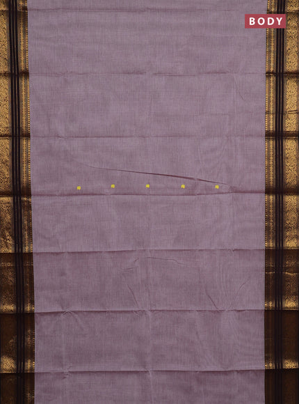 Chettinad cotton saree grey and black with thread woven buttas and zari woven border
