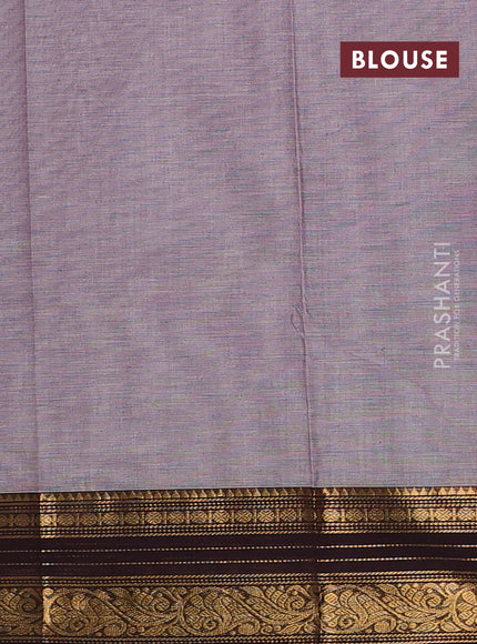 Chettinad cotton saree grey and black with thread woven buttas and zari woven border