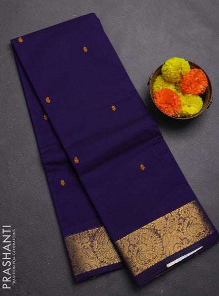 Chettinad cotton saree violet with thread woven buttas and zari woven border